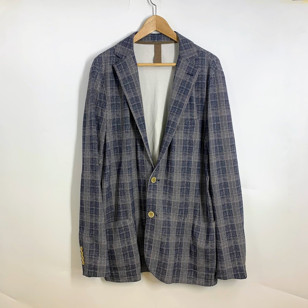 Eleventy Blue and Gray Plaid Sport Coat